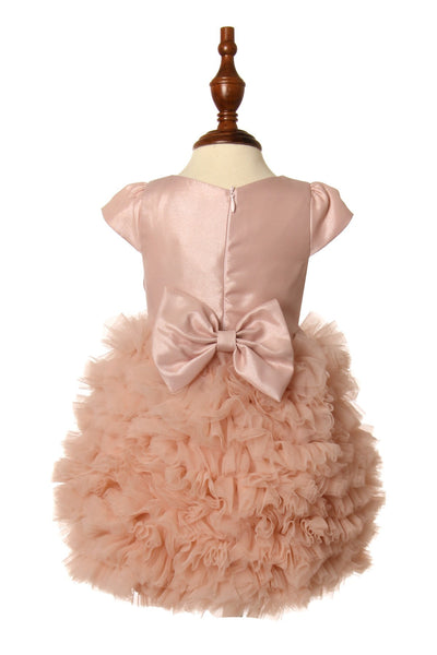 Little baby elegant cute ruffled bubble dress with removable back bow