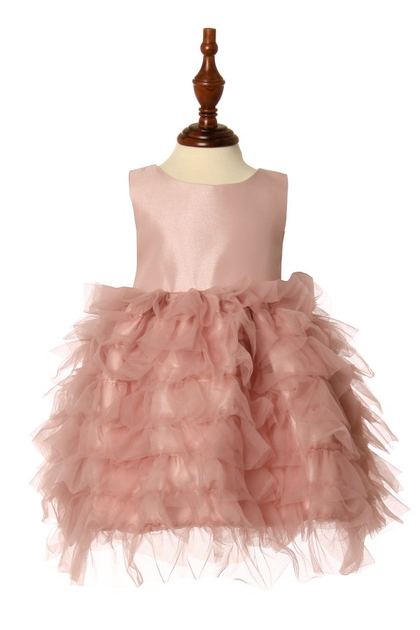 Little baby elegant tulle ruffled dress with bow