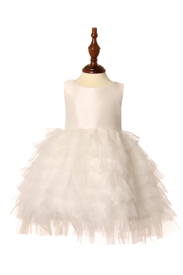 Little baby elegant tulle ruffled dress with bow